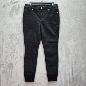 INC International Concepts Womens Skinny Jeans Black Size 12/31 Gold Accents